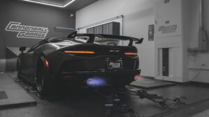 Ultimate Road Rally McLaren GT dyno tuning at Cannonball Garage Chicago Illinois